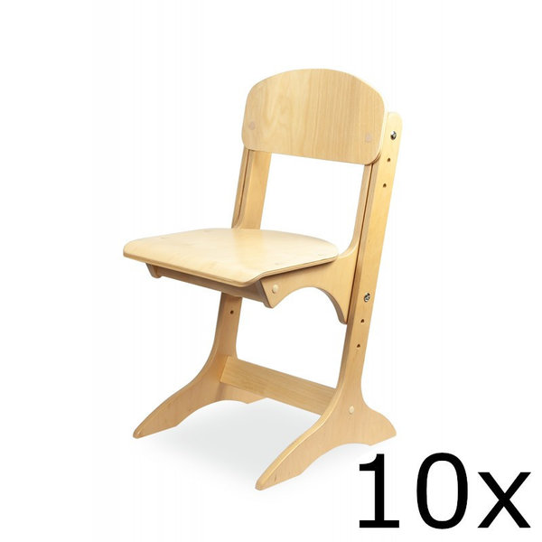 Kleuterstoel | Verstelbaar | Multiplex | Voor Kinderen 0.90-1.45m | Zithoogte 260-350mm | 10 Stuks