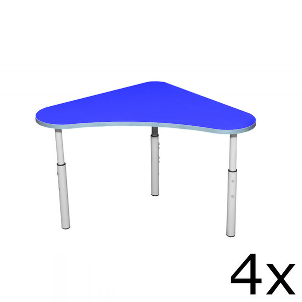 Kleutertafel | Verstelbaar | Blauw | Voor Kinderen 0.90-1.40m | 4 Stuks | 600x600x460-590(h)mm