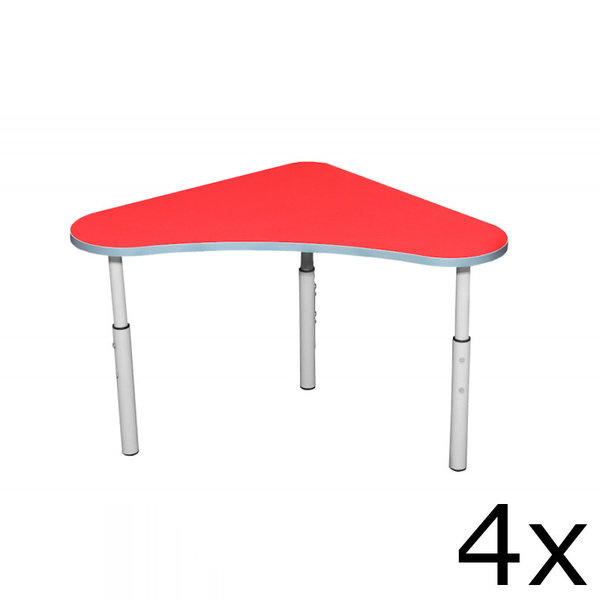 Kleutertafel | Verstelbaar | Rood | Voor Kinderen 0.90-1.40m | 4 Stuks | 600x600x460-590(h)mm