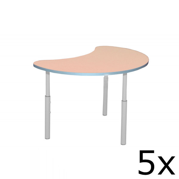 Kleutertafel | Verstelbaar | Beige | Voor Kinderen 0.90-1.40m | 5 Stuks | 700x510x460-590(h)mm