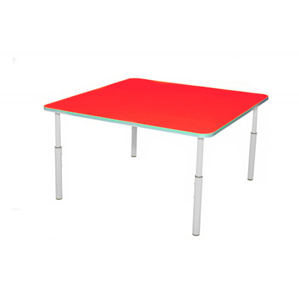 Kleutertafel | Verstelbaar | Vierkant | Rood | Voor Kinderen 0.90-1.40m | 830x830x460-590(h)mm