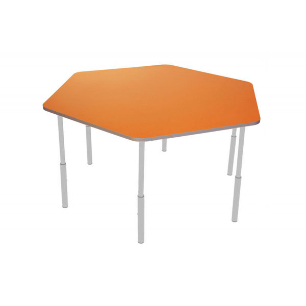 Kleutertafel | Verstelbaar | Zeshoek | Oranje | Voor Kinderen 0.90-1.40m | 1180x1040x460-590(h)mm