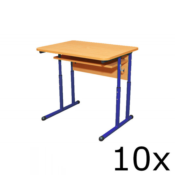 Schooltafel | Verstelbaar | Blauw | Voor Kinderen 1.30-1.90m | 10 Stuks | 700x500x590-760(h)mm