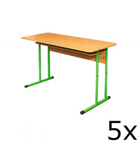 Luxus Schooltafel | Duo Formaat | Verstelbaar | Groen | Voor Kinderen 1.30-1.90m | 5 Stuks | 1300x500x590-760(h)mm