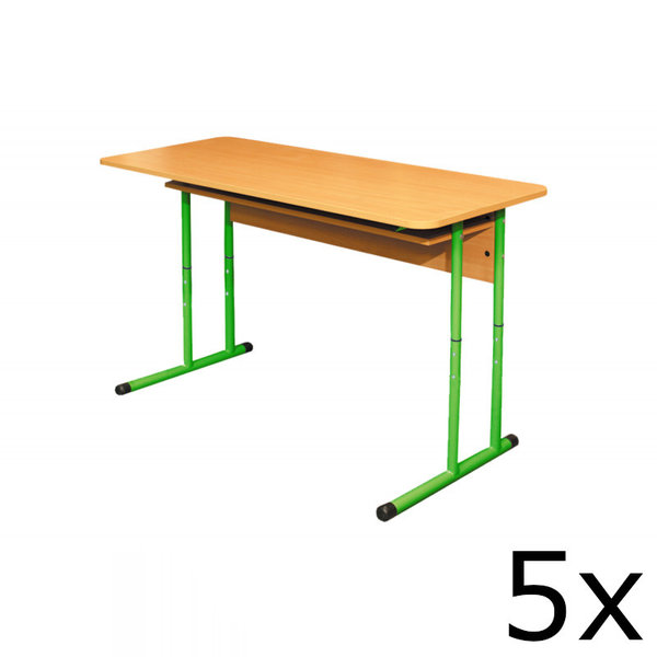 Schooltafel | Duo Formaat | Verstelbaar | Groen | Voor Kinderen 1.30-1.90m | 5 Stuks | 1300x500x590-760(h)mm