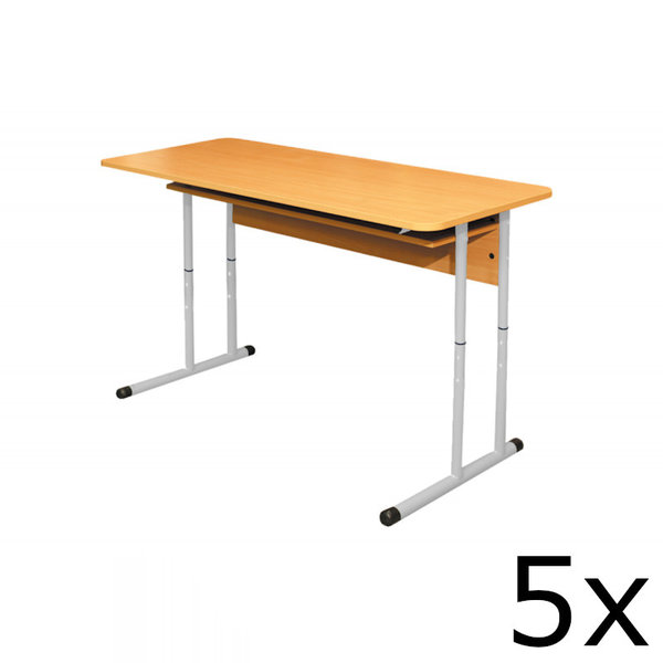Schooltafel | Duo Formaat | Verstelbaar | Grijs | Voor Kinderen 1.10-1.60m | 5 Stuks | 1300x500x530-640(h)mm