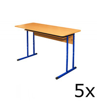 Luxus Schooltafel | Duo Formaat | Verstelbaar | Blauw | Voor Kinderen 1.10-1.60m | 5 Stuks | 1300x500x530-640(h)mm