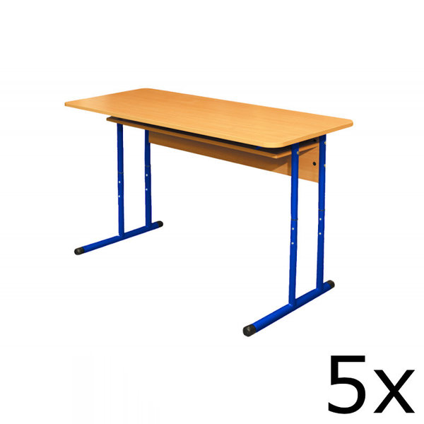 Schooltafel | Duo Formaat | Verstelbaar | Blauw | Voor Kinderen 1.10-1.60m | 5 Stuks | 1300x500x530-640(h)mm