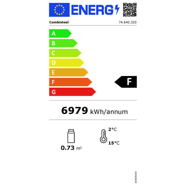 Wandkoeling | Zwart/Wit | +2°C/+15°C | Geforceerd | 4 Schappen | 0.78kW | Intern Nachtgordijn | 730x742x1850(h)mm