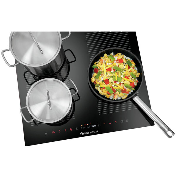Inductiekookplaat | Inbouwmodel | 2 Zones (4 Kookpunten) | 7.2kW (400V) | 590x520x60(h)mm