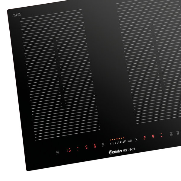 Inductiekookplaat | Inbouwmodel | 2 Zones (4 Kookpunten) | 7.2kW (400V) | 590x520x60(h)mm