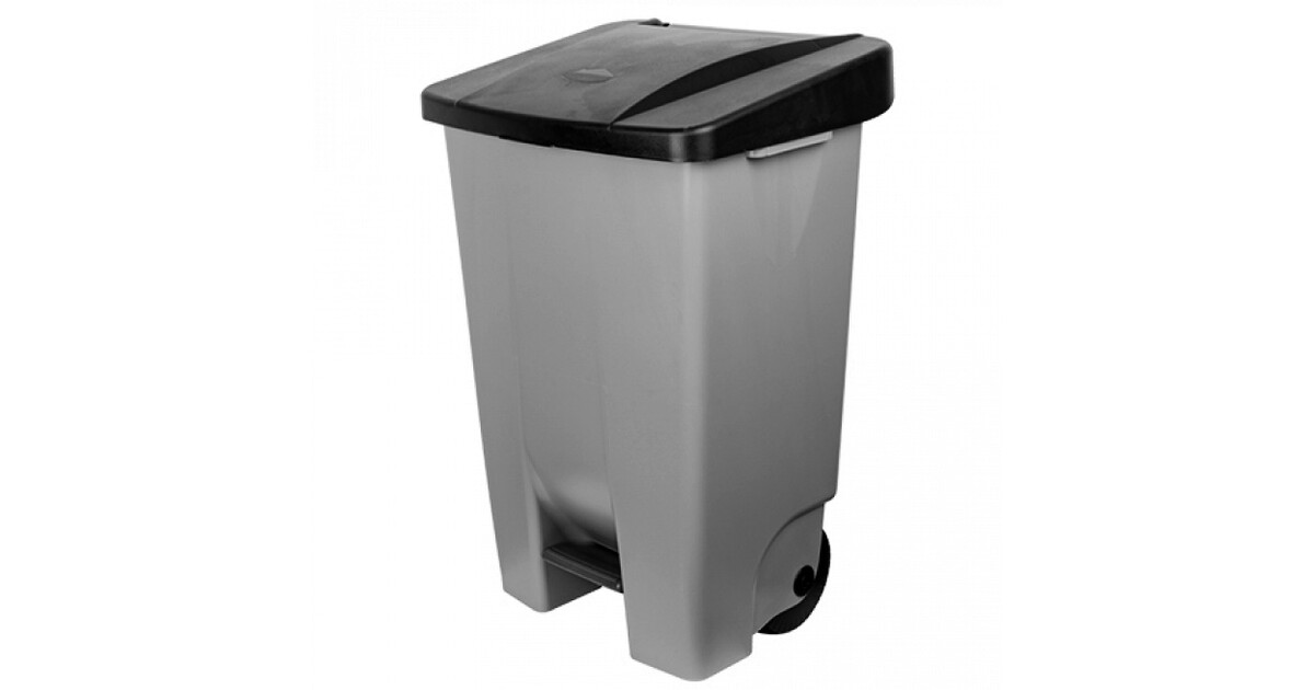 Kadax Afvalemmer, met deksel en handvat, van plastic, vuilnisemmer, voor afvalscheiding, rechthoekig, met klapdeksel, groen, 25 l