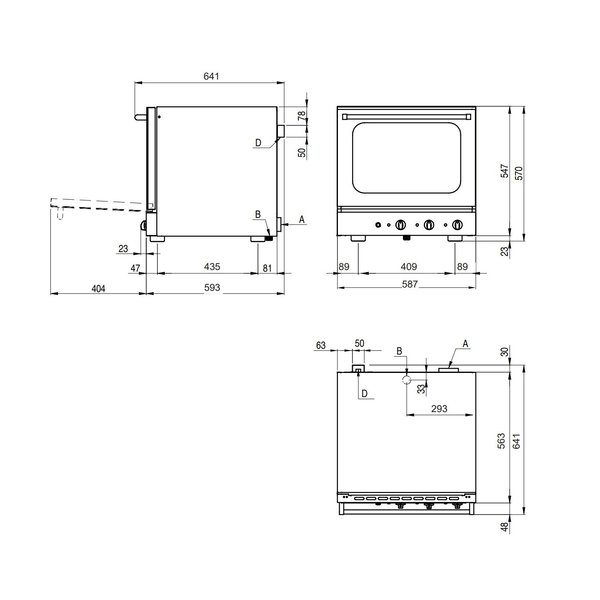 Heteluchtoven | BrioLine | 4 Niveaus (460x340) | Elektrisch | 50°C/270°C | 3.6kW (230V) | Grillfunctie | 585x605x570(h)mm