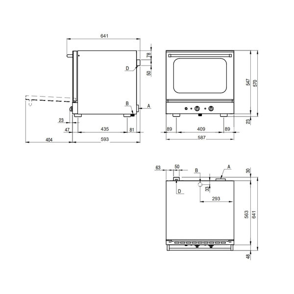 Heteluchtoven | BrioLine | 4 Niveaus (460x340) | Elektrisch | 50°C/270°C | 3.2kW (230V) | 585x605x570(h)mm