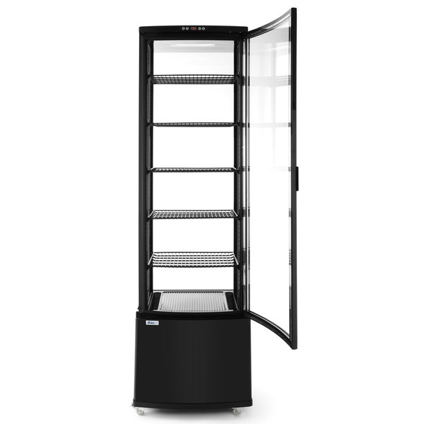 Koelvitrine | 270L | Zwart | +2°C/+8°C | 6 Niveaus | Wielen (Geremd) | 556x526x1913(h)mm
