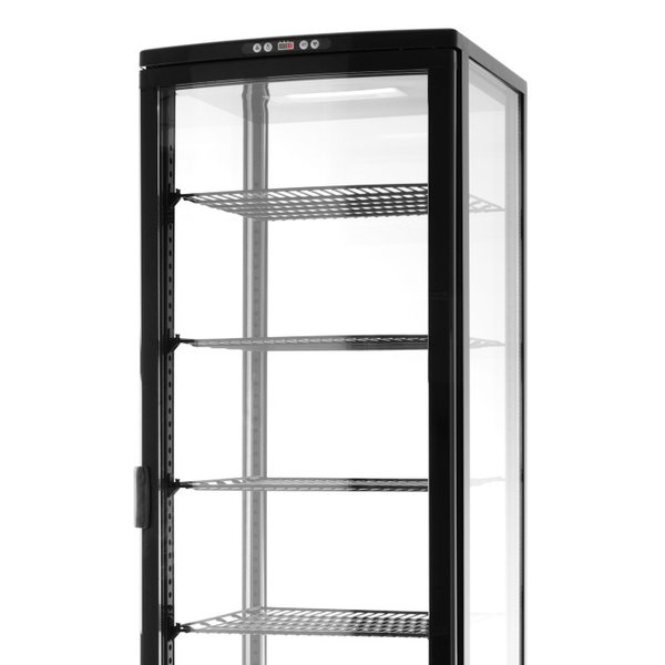 Koelvitrine | 270L | Zwart | +2°C/+8°C | 6 Niveaus | Wielen (Geremd) | 556x526x1913(h)mm