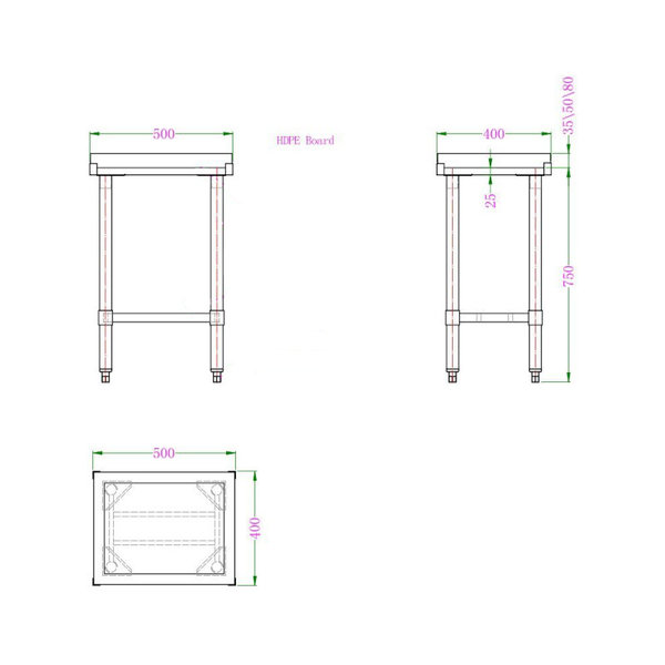 Hakblok | RVS/Polyethyleen | Blokdikte 50mm | Zelfmontage | 500x400x800(h)mm