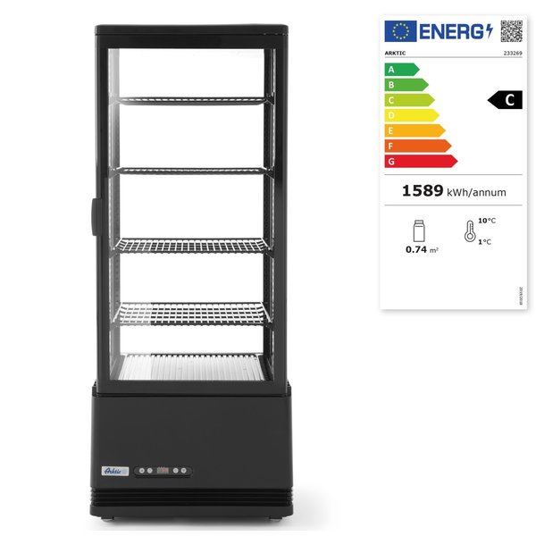Koelvitrine | 98L | Zwart | +2°C/+6°C | 5 Niveaus | 452x406x1116(h)mm