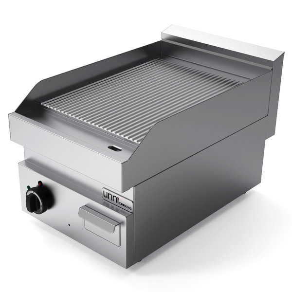 Bak-/Grillplaat | 650 SERIE | Elektrisch | Gegroefd Oppervlak 400x550 (RVS) | 50°C/300°C | 4.5kW (400V) | 400x650x300/540(h)mm