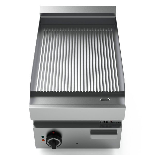 Bak-/Grillplaat | 650 SERIE | Elektrisch | Gegroefd Oppervlak 400x550 (RVS) | 50°C/300°C | 4.5kW (400V) | 400x650x300/540(h)mm