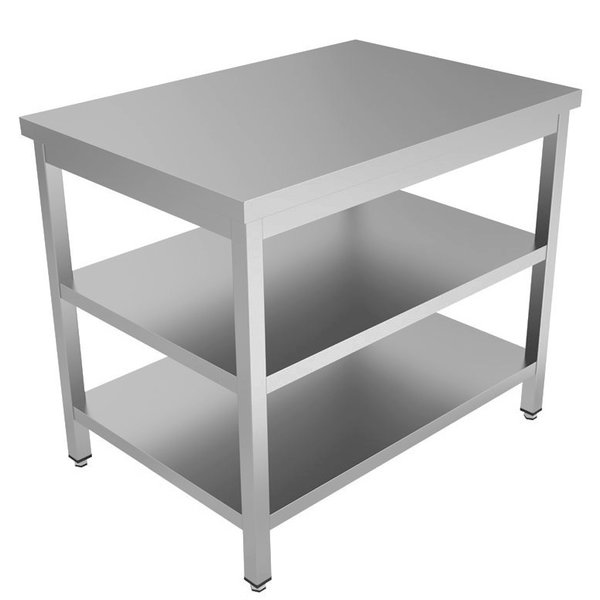 Werktafel | RVS | Zelfmontage | Tussen-/Bodemschap | Diepte 700mm | Hoogte 850/900mm | Breedte 700-2000mm