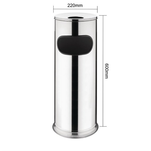 Afvalbak + Asbak | RVS (Glanzend) | 18L | Open | Ø220x600(h)mm