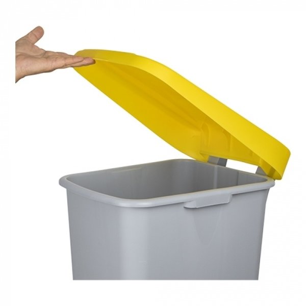 Rolcontainer | Kunststof (Grijs/Geel) | 85L | Klapdeksel | Wielen | 420x570x760(h)mm