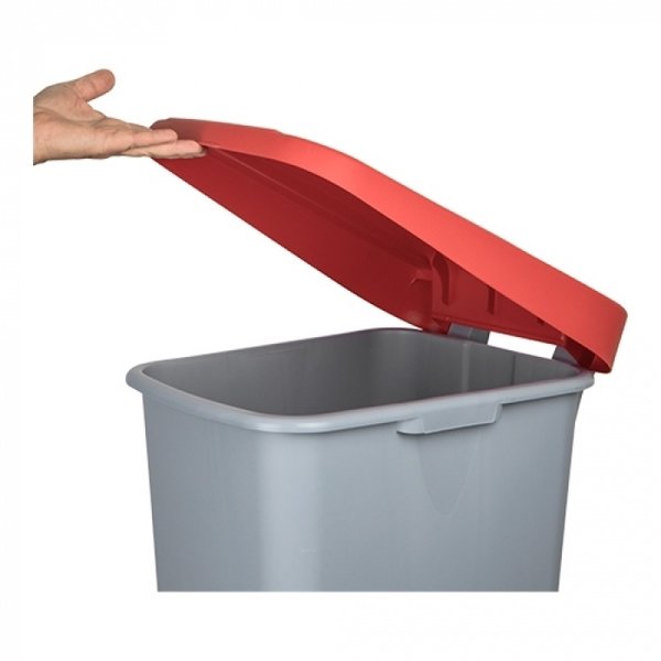 Rolcontainer | Kunststof (Grijs/Rood) | 85L | Klapdeksel | Wielen | 420x570x760(h)mm