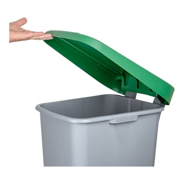 Rolcontainer | Kunststof (Grijs/Groen) | 85L | Klapdeksel | Wielen | 420x570x760(h)mm