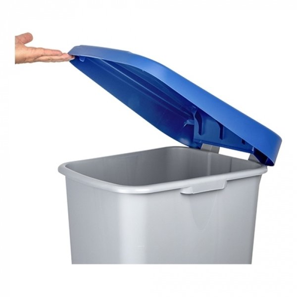 Rolcontainer | Kunststof (Grijs/Blauw) | 110L | Klapdeksel | Wielen | 420x570x880(h)mm