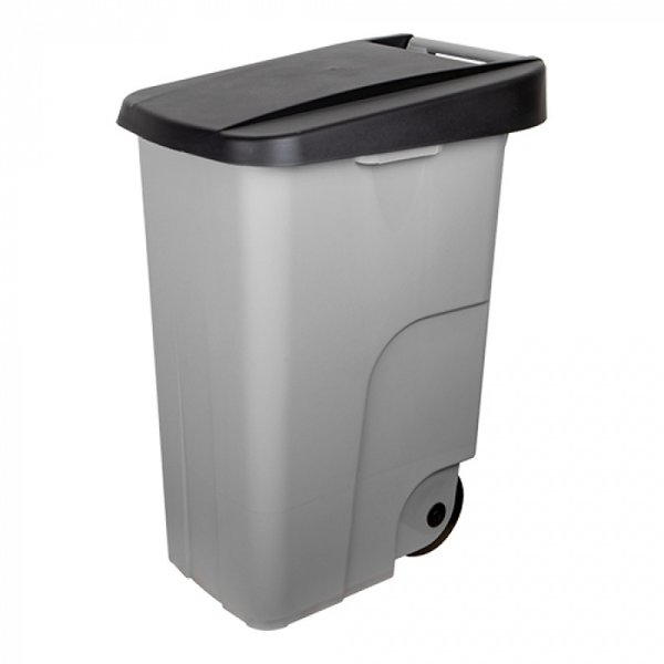 Rolcontainer | Kunststof (Grijs/Zwart) | 85L | Klapdeksel | Wielen | 420x570x760(h)mm