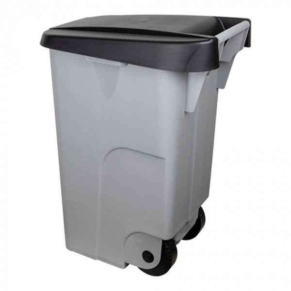 Rolcontainer | Kunststof (Grijs/Zwart) | 85L | Klapdeksel | Wielen | 420x570x760(h)mm