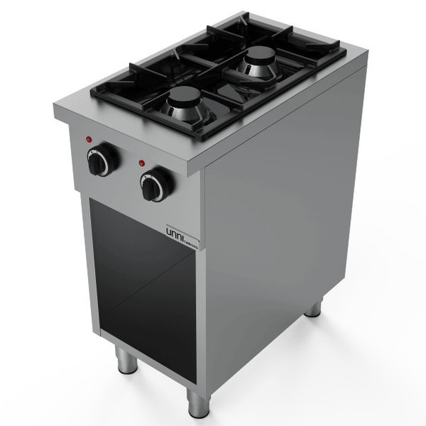Gasfornuis | Open Onderstel | 2 Kookpunten (2x 6.5kW) | 400x700x850/900(h)mm