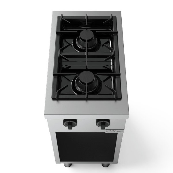 Gasfornuis | Open Onderstel | 2 Kookpunten (2x 6.5kW) | 400x700x850/900(h)mm