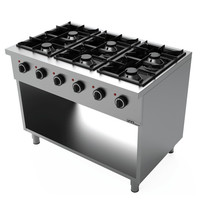 UNNI-COOKING Gasfornuis | Open Onderstel | 6 Kookpunten (6x 6.5kW) | 1100x700x850(h)mm