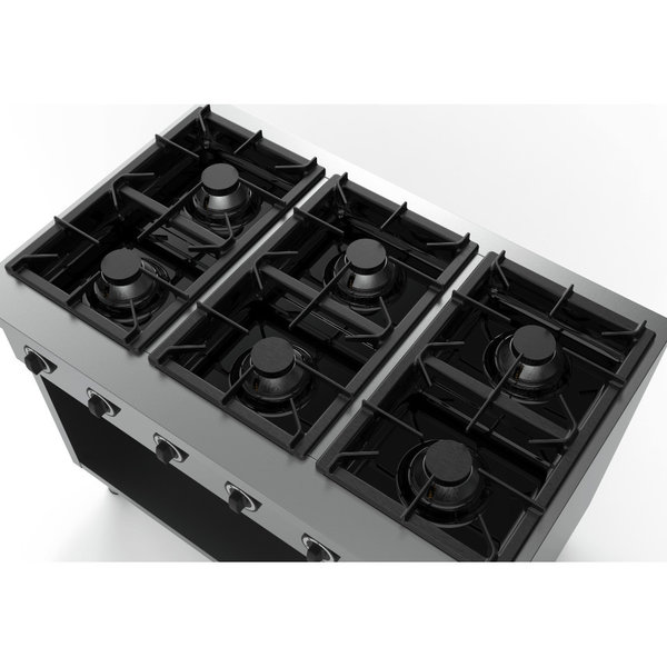 Gasfornuis | 6 Branders (6x 6.5kW) | Open Onderkast | 1100x700x850(h)mm