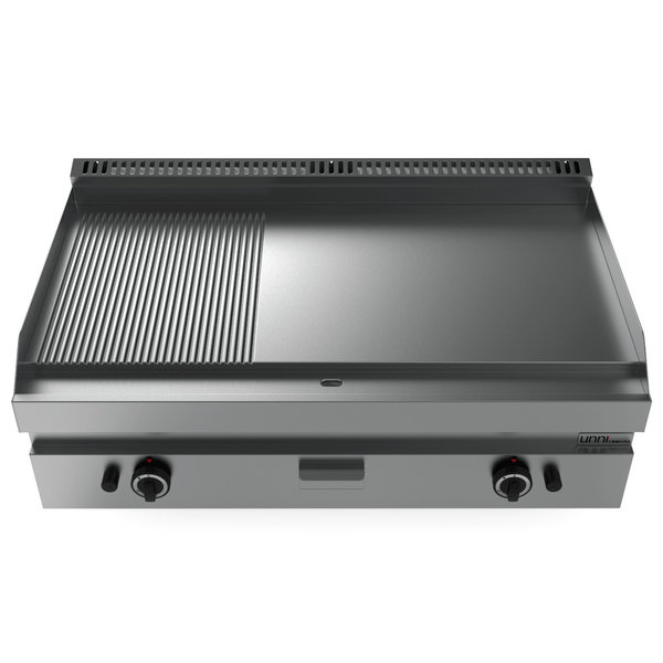 Bak-/Grillplaat | 650 SERIE | Gas | Glad/Gegroefd Oppervlak 1100x550 (RVS) | 80°C/300°C | 12kW | Piëzo Ontsteking | 1100x650x300/540(h)mm