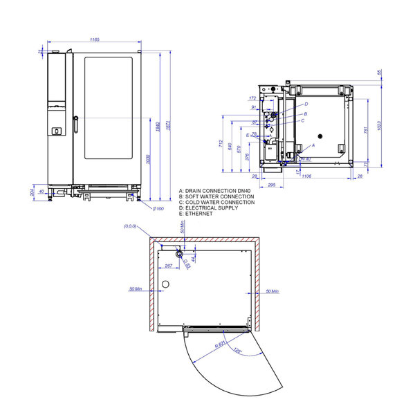 Hetelucht-/Stoomoven | EVOLUTION | 20 Niveaus (2/1 GN) | Elektrisch | 30°C/300°C | 62.4kW (400V) | Bevochtiging (Automatisch) | Zelfreiniging | 1074x1162x1841(h)mm
