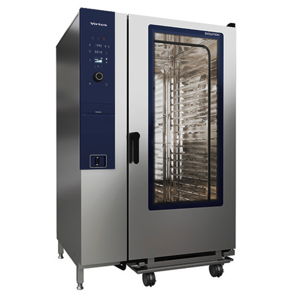 Hetelucht-/Stoomoven | EVOLUTION | 20 Niveaus (1/1 GN) | Gas | 30°C/300°C | 36kW/2.4kW (230V) | Bevochtiging (Automatisch) | Zelfreiniging | 964x930x1870(h)mm