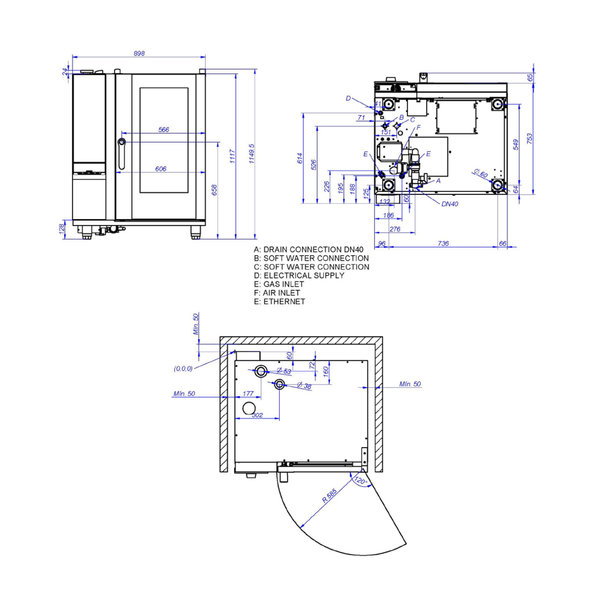 Hetelucht-/Stoomoven | EVOLUTION | 10 Niveaus (1/1 GN) | Gas | 30°C/300°C | 18kW/1.2kW (230V) | Bevochtiging (Automatisch) | Zelfreiniging | 824x898x1150(h)mm