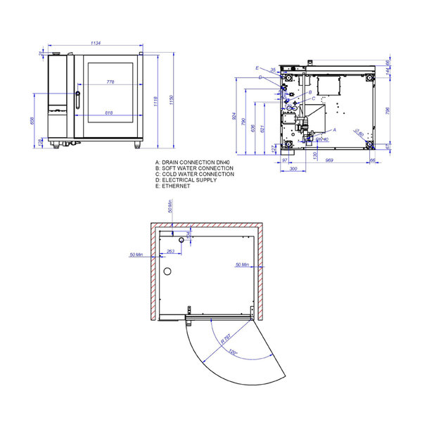Hetelucht-/Stoomoven | EVOLUTION | 10 Niveaus (2/1 GN) | Elektrisch | 30°C/300°C | 31.2kW (400V) | Bevochtiging (Automatisch) | Zelfreiniging | 1130x1063x1117(h)mm