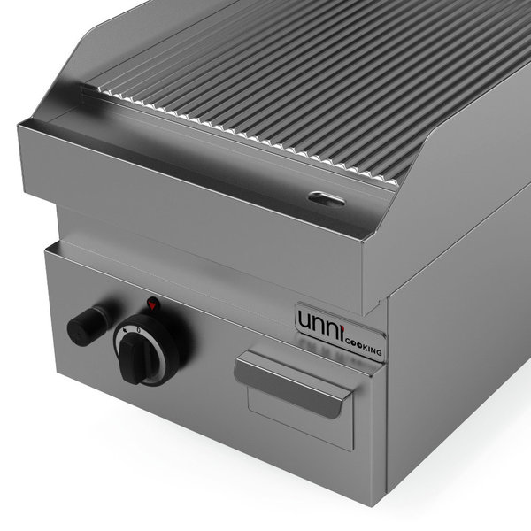 Bak-/Grillplaat | 650 SERIE | Gas | Gegroefd Oppervlak 400x550 (RVS) | 80°C/300°C | 5.7kW | Piëzo Ontsteking | 400x650x300/540(h)mm