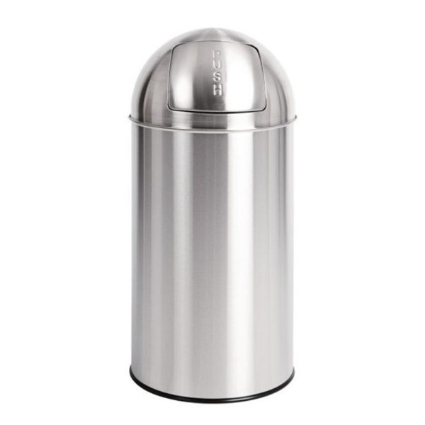 Afvalbak | RVS (Geborsteld) | 40L | Duwdeksel | Ø362x748(h)mm