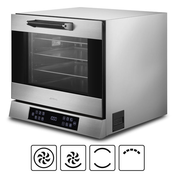 Multifunctionele Heteluchtoven | ALFA | 4 Niveaus (435x320) | Elektrisch | 50°C/280°C | 3kW (230V) | Bevochtiging (Automatisch) | Touchscreen | Grillfunctie | 602x584x537(h)mm