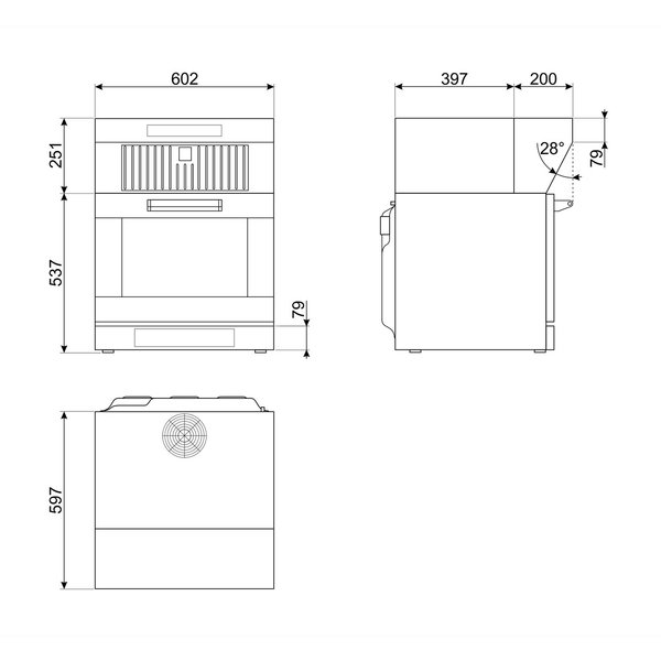 Afzuigkap | SMEG ALFA43 Heteluchtovens | 670m³/u. | 0.23kW (230V) |  602x597x251(h)mm