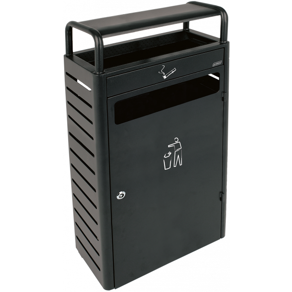 Afvalbak + Asbak | Metaal (Grijs) | 43L + 5.9L | Open | 480x250x960(h)mm