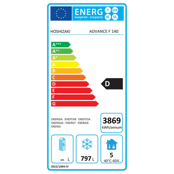Vrieskast | ADVANCE | 1200L (2/1 GN) | RVS | -12°C/-25°C | Geforceerd | 0.70kW | 1344x830x1980/2030(h)mm
