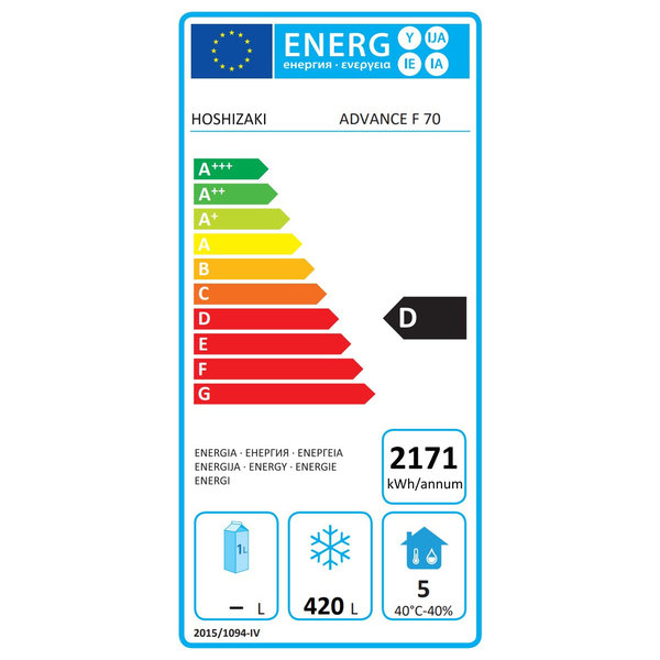 Vrieskast | ADVANCE | 600L (2/1 GN) | RVS | -12°C/-25°C | Geforceerd | 0.65kW | 654x830x1980/2030(h)mm