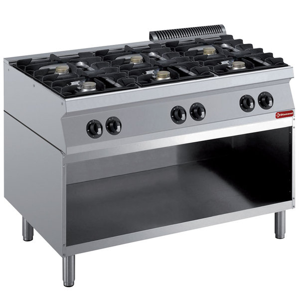 Gasfornuis | 6 Branders | 6x 5.5kW | Open Onderstel | 1200x700x850/920(h)mm