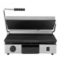 MilanToast Contact-/Paninigrill | Enkel | Gegroefd Oppervlak 430x250 (Gietijzer) | 50°C/300°C | 2.76kW (230V) | 460x380x170(h)mm